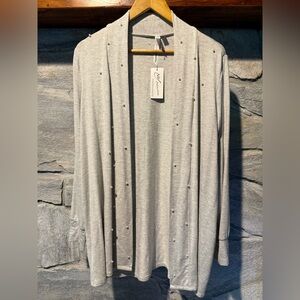 Elegant Gray Open-Front Sweater, NWT